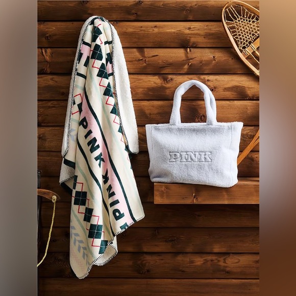 Victoria Secret Plush Teddy Tote and Cozy-Fleece Blanket - Picture 1 of 10